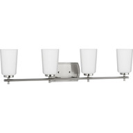 Progress Lighting Bath & Vanity Light - Adley Collection Four-Light Brushed Nickel Etched Opal Glass New Traditional Bath Vanity Light - Model P300468-009