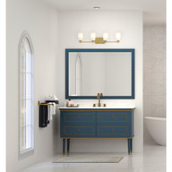 Progress Lighting Adley Collection Four-Light Satin Brass Etched Opal Glass New Traditional Bath Vanity Light - Damp Location Listed Application Shot Model P300468-012