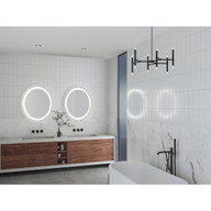 Progress Lighting Captarent Collection 30in. x 36 in. Oval Illuminated Integrated LED White Color Selectable Modern Mirror - Damp Location Listed Application Shot Model P300469-030-CS