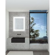 Progress Lighting Captarent Collection 36 in. x 42 in. Rectangular Illuminated Integrated LED White Color Selectable Modern Mirror - Damp Location Listed Application Shot Model P300470-030-CS