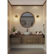 Progress Lighting Martenne Collection One-Light Aged Bronze Modern Farmhouse Vanity Light - Damp Location Listed Application Shot Model P300472-196