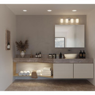 Progress Lighting Estrada Collection Four-Light Polished Chrome Contemporary Bath & Vanity Light - Damp Location Listed Application Shot Model P300479-015