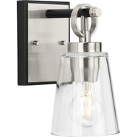 Progress Lighting Bath & Vanity Light - Cassell Collection One-Light Brushed Nickel Matte Black Luxe Industrial Bath & Vanity Light - Model P300480-009