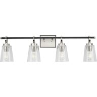 Progress Lighting Bath & Vanity Light - Cassell Collection Four-Light Brushed Nickel Matte Black Luxe Industrial Bath & Vanity Light - Model P300483-009