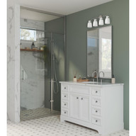 Progress Lighting Lexie Collection Four-Light Polished Chrome Contemporary Vanity Light - Damp Location Listed Application Shot Model P300487-015