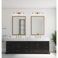 Progress Lighting Quillan Collection Four-Light Soft Gold Transitional Bath & Vanity Light - Damp Location Listed Application Shot Model P300491-204