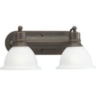 Progress Lighting Bath & Vanity Light - Madison Collection Two-Light Antique Bronze Etched Glass Traditional Bath Vanity Light - Model P3162-20