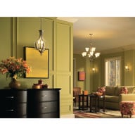 Progress Lighting Trinity Collection One-Light Brushed Nickel Etched Glass Traditional Bath Vanity Light - Damp Location Listed Application Shot Model P3190-09