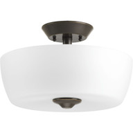 Progress Lighting Close-to-Ceiling Light - Leap Collection Two-Light 14" Semi-Flush Mount - Model P350060-020