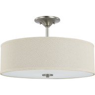 Progress Lighting Close-to-Ceiling Light - Inspire Collection Brushed Nickel Three-Light 18" Semi-Flush Mount - Model P350168-009
