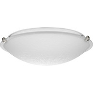 Progress Lighting Close-to-Ceiling Light - Linen Dome 16-1/4" Three-Light Transitional Brushed Nickel Etched Linen Glass Flush-Mount Light - Model P350178-009
