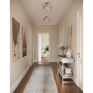 Progress Lighting Atwell Collection 10" One-Light Mid-Century Modern Brushed Nickel Clear Glass Semi-Flush Mount Light - Dry Location Listed Application Shot Model P350218-009