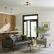 Progress Lighting Delayne Collection Five-Light Mid-Century Modern Matte Black Semi-Flush Mount Light - Dry Location Listed Application Shot Model P350219-31M