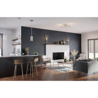 Progress Lighting Astra Collection Three-Light 18" Brushed Nickel Modern Semi-Flush Mount Light - Damp Location Listed Application Shot Model P350225-009