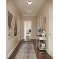 Progress Lighting Parkhurst Collection Two-Light Brushed Nickel New Traditional 11-1/4" Flush Mount Light - Damp Location Listed Application Shot Model P350255-009