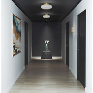 Progress Lighting Parkhurst Collection Two-Light Brushed Bronze New Traditional 11-1/4" Flush Mount Light - Damp Location Listed Application Shot Model P350255-109