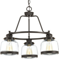 Progress Lighting Chandeliers Light - Judson Collection Three-Light Antique Bronze Clear Glass Farmhouse Chandelier Light - Model P400057-020