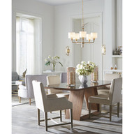 Progress Lighting Palacio Collection Five-Light Vintage Gold White Silk Fabric Shade Luxe Chandelier Light - Dry Location Listed Application Shot Model P400098-078