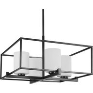 Progress Lighting Chandeliers Light - Chadwick Collection Four-Light Matte Black Etched Opal Glass Modern Chandelier Light - Model P400226-031
