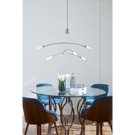 Progress Lighting Kylo LED Collection Six-Light Brushed Nickel and Frosted Acrylic Modern Style Chandelier Light - Damp Location Listed Application Shot Model P400263-009-30