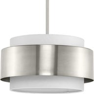 Progress Lighting Pendants Light - Silva Collection Three-Light Brushed Nickel White Linen Shade Pendant - Model P500399-009