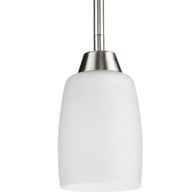 Progress Lighting Pendants Light - Wisten Collection One-Light Brushed Nickel Etched Glass Modern Mini-Pendant Light - Model P5108-09