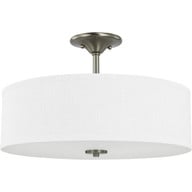 Progress Lighting Close-to-Ceiling Light - Inspire Collection Brushed Nickel Three-Light 18" Semi-Flush Mount - Model P350167-009