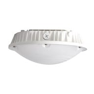 30 Watt LED Round Garage Canopy Light - Ceiling or Conduit Mount - 3600 Lumens - 5000K Daylight - 120-277V - White Finish