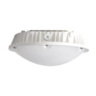 60 Watt LED Round Garage Canopy Light - Ceiling or Conduit Mount - 7100 Lumens - 5000K Daylight - 120-277V - White Finish