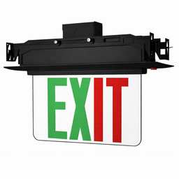 Aluminum LED Exit Sign – Mirror Panel, Green Letters