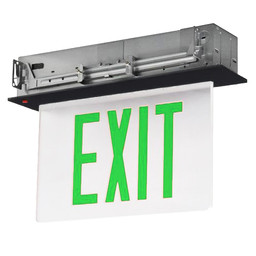 Black Edge-Lit Exit Sign – Clear Panel, Green Letters