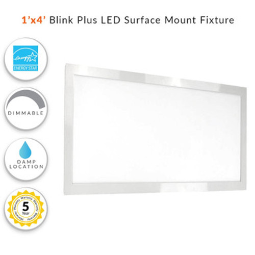 LED 1'x4' Surface Mounted Blink Ceiling Light - 45 Watt - 3600 Lumens - 3000K Soft White - 120-277V - Dimmable