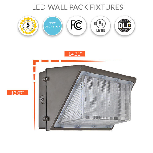 LED Wallpack - 125 Watt - 14500 Lumens - 4000K Cool White - 120-277V - Bronze Finish
