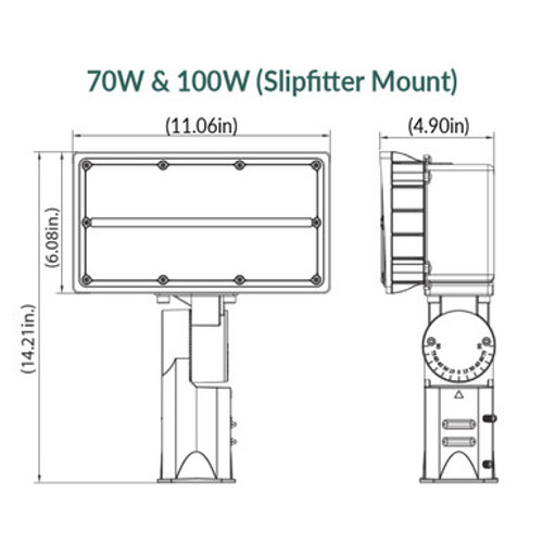 100 Watt LED Landscape Flood Light - Slipfitter Mount - 12000 Lumens - 3000K Soft White - 120-277V - Bronze Finish