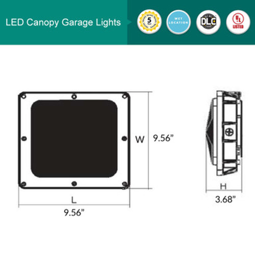 LED Parking Garage Light, Perfect for Canopies, Carports and Storage Areas, 60 Watt - 7100 Lumens - 3000K Soft White Color Temperature - Bronze Housing