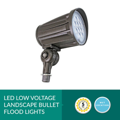 6 Watt LED Landscape Bullet Light with Knuckle Mount - Integrated LED - 550 Lumens - 5000K Daylight - 12V