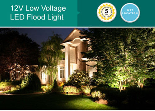Low Voltage LED Landscape Flood Light - Knuckle Mount - 30 Watt - 2700 - Lumens - 3000K Soft White - Bronze - 12V