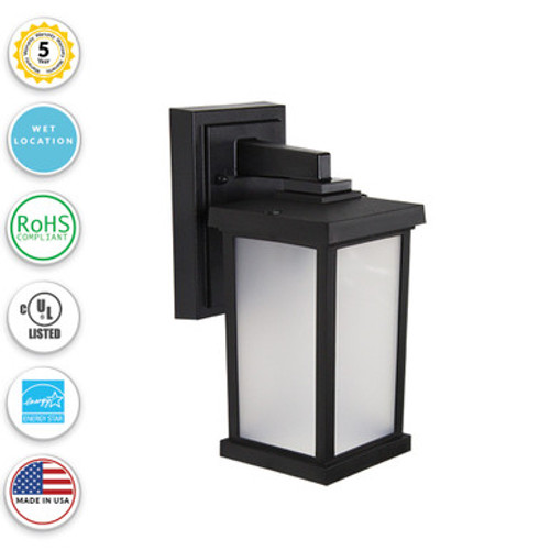 Napoli LED Small Polycarbonate Wall Light - Black Finish - UL Listed Wet - 13 Watt - 1140 Lumens - 3000K Soft White