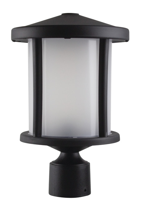 Tuscano LED Polycarbonate Post Light - Black Finish - UL Listed Wet - 13 Watt - 1140 Lumens - 3000K Soft White