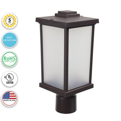 Napoli LED Polycarbonate Post Light - Black Finish - UL Listed Wet - 13 Watt - 1280 Lumens - 4000K Cool White