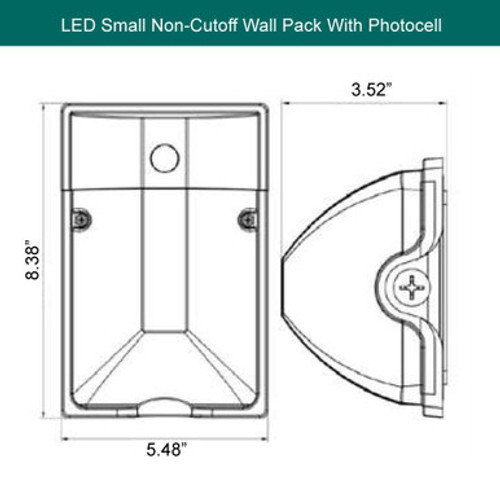 20 Watt LED Wallpack With Photocell - 2000 Lumens - 5000K Daylight  - Bronze Finish