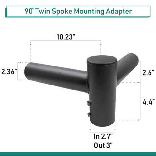 2 Fixture Light Pole Spoke Bracket, 2 Way at 90 degrees, 1 Foot Wide, slips on 2-3/8 tenon