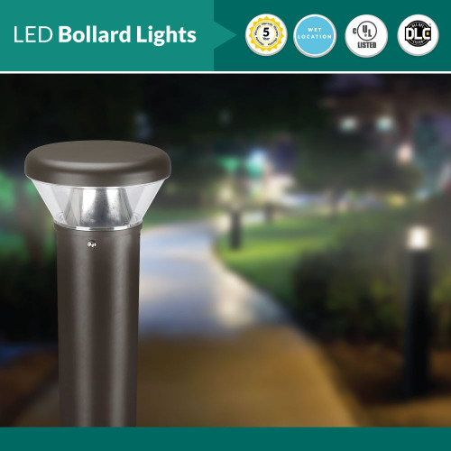 LED Bollard Lights - For Commercial Driveways and Parking Lots - 26W - 3000 Lumens - Color Selectable 3K, 4K, 5K