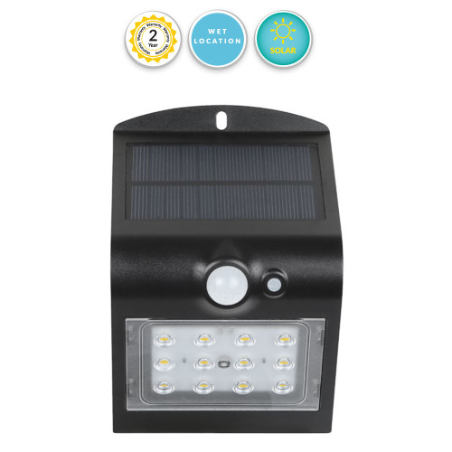 Solar LED Wall Accent Light With Front And Back Lighting - 1.5 Watt - 200 Lumens - 6000K Daylight - 2 Setting Motion Sensor