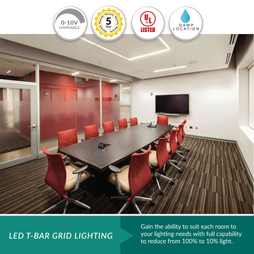 LED Grid Light for Recessed Drop Ceilings - 40 Watt - 4000 Lumens - Color Selectable 35K/40K/50K - 120-277V - Dimmable