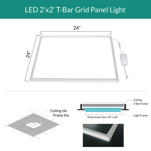 LED Grid Light for Recessed Drop Ceilings - 40 Watt - 4000 Lumens - Color Selectable 35K/40K/50K - 120-277V - Dimmable