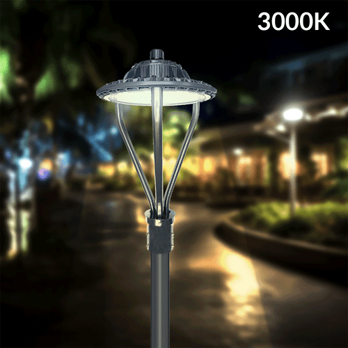 LED Post Top Light - Selectable 35/50/75 Watt - 3900-9700 Lumens - Color Selectable 30K/50K - 120-277V - Black - Fits Up to 3 Inch Pole Top