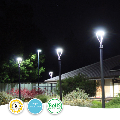 Solar LED Post Top Lights Extremely Bright - Commercial Grade