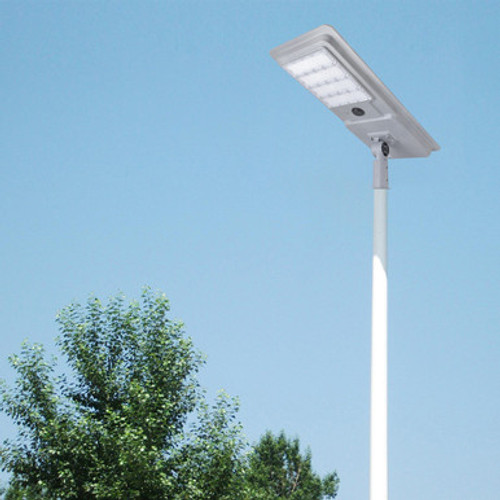 LED Solar Street Light - 80 Watt - 8000 Lumens - 5000K Daylight - Slipfitter Mount - with Motion Sensor - White Finish