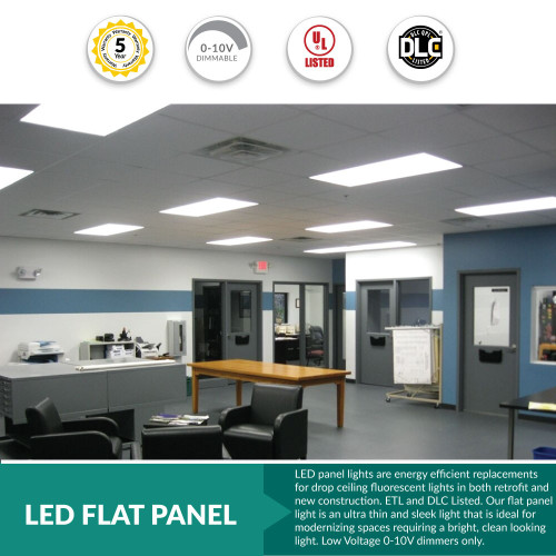 2x4 LED Flat Panel - 50 Watt - 5100 Lumens - 35K/40K/50K Color Selectable - 120-277V - Dimmable - With Surface Mount Kit